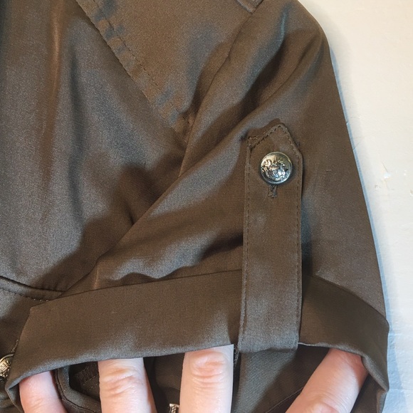 2/$20 Express Silky Brown Military Blouse - Picture 10 of 10